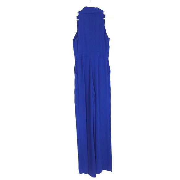 MARCIANO Guess Kaidy Draped Collar Pleated Wide Leg Crepe Jumpsuit Career 0 Blue - Picture 6 of 11